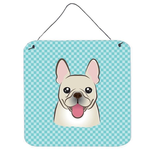 Micasa Checkerboard Blue French Bulldog Aluminum Metal Wall Or Door Hanging Prints, 6 x 6 In. MI250724